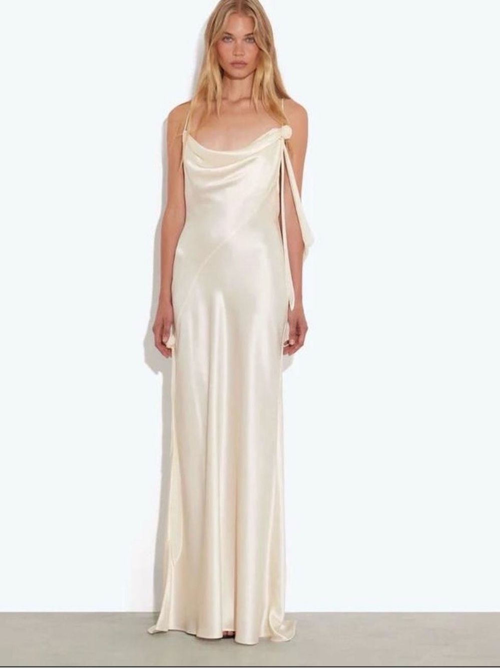 Rat & Boa Ivory Satin One-Shoulder Wedding Dress